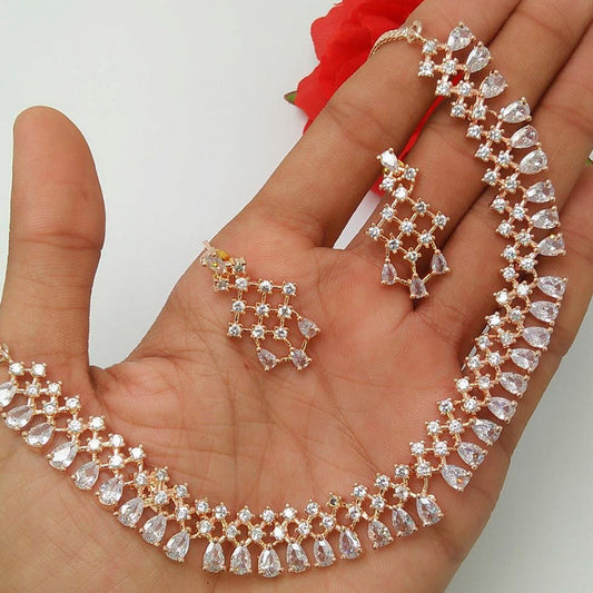American Diamond Jewellery Set With Earrings.