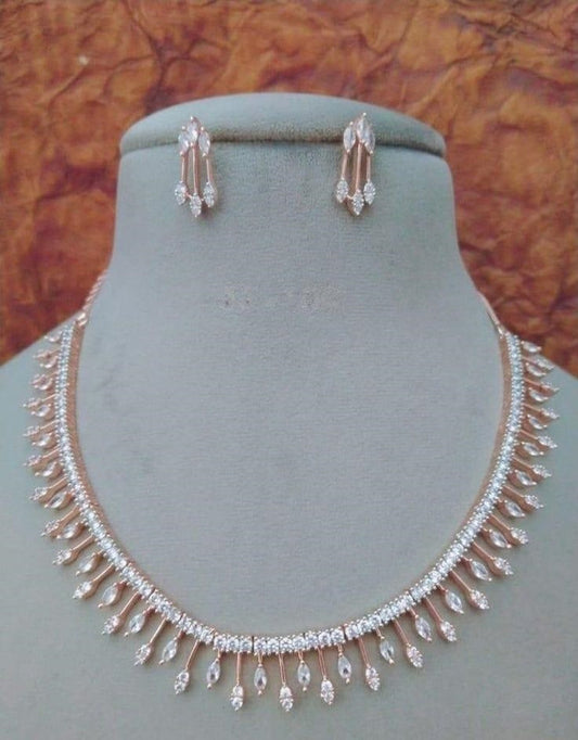 American Diamond Jewellery Set With Earrings.