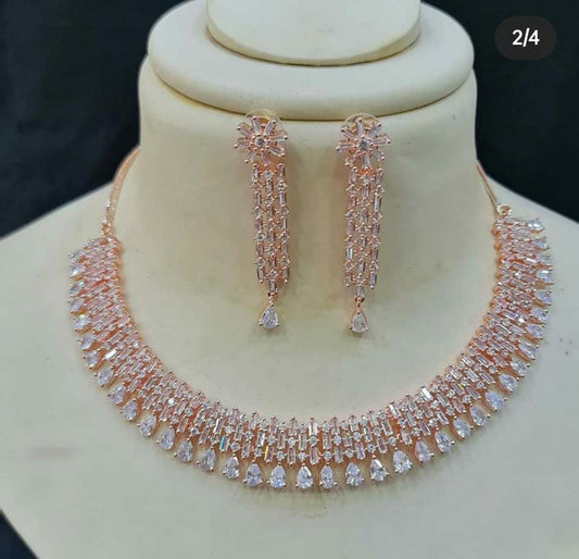 American Diamond Jewellery Set With Earrings.
