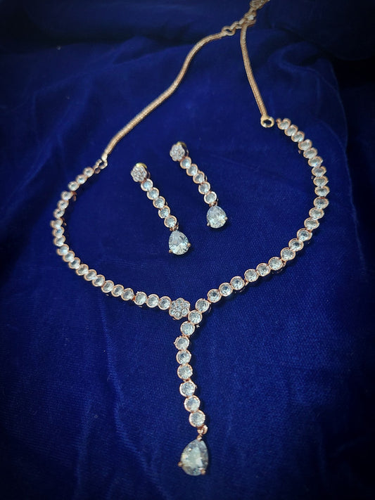 American Diamond Jewellery Set With Earrings.
