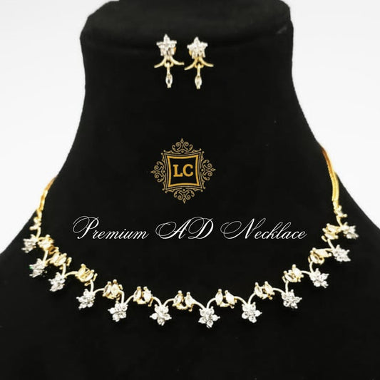 American Diamond Rose Gold Jewellery Set With Earrings.