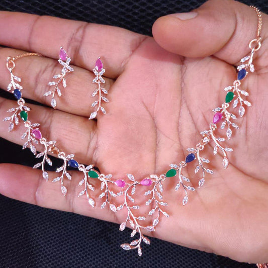 American Diamond Jewellery Set With Earrings.