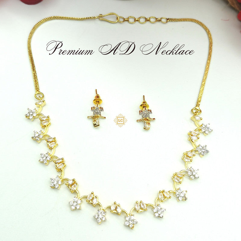 American Diamond Rose Gold Jewellery Set With Earrings.