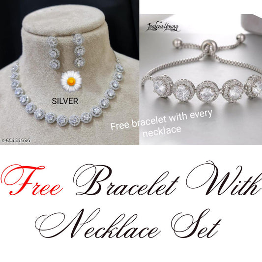 American Diamond Jewellery Set With Earrings.