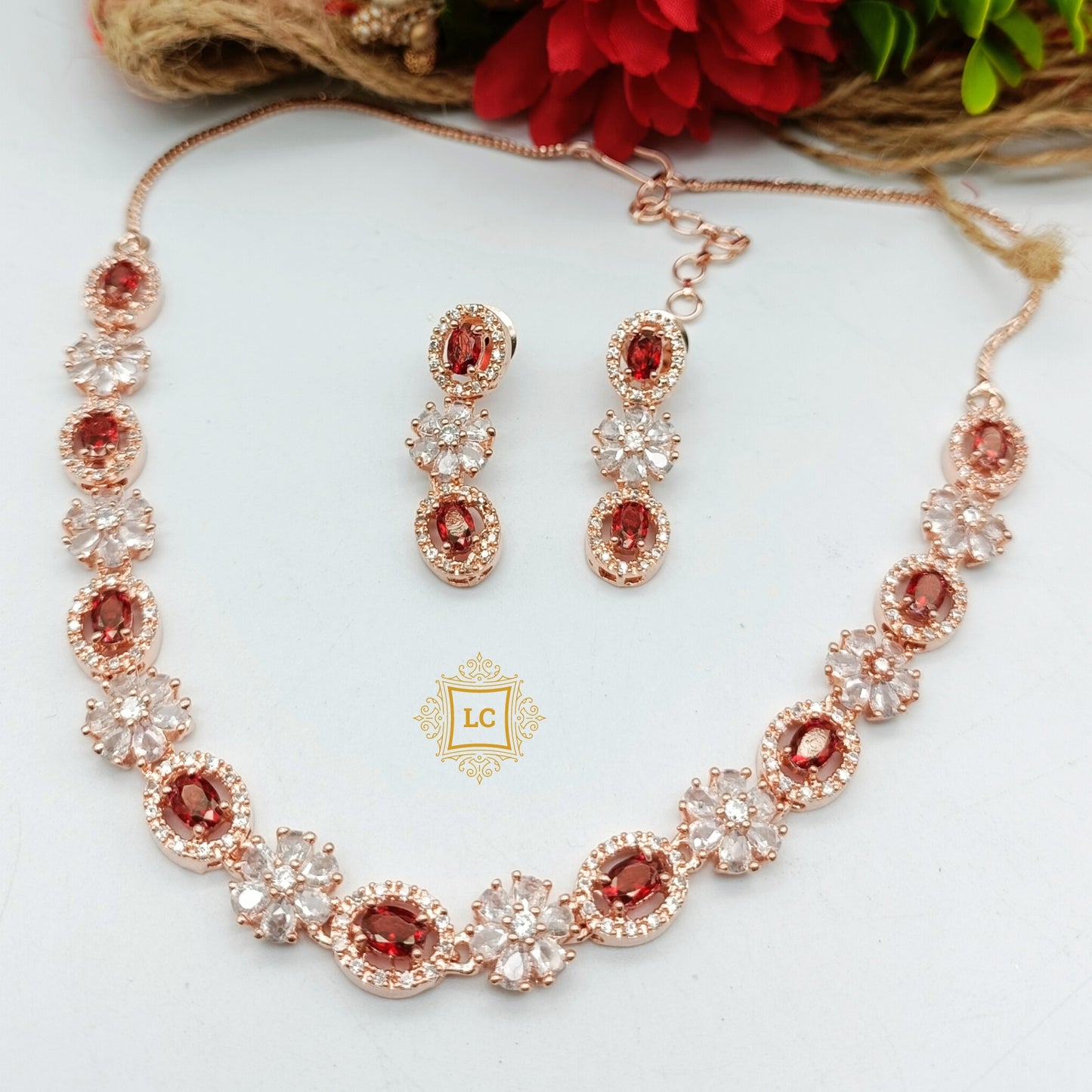 American Diamond Jewellery Set With Earrings. (LCN-15)