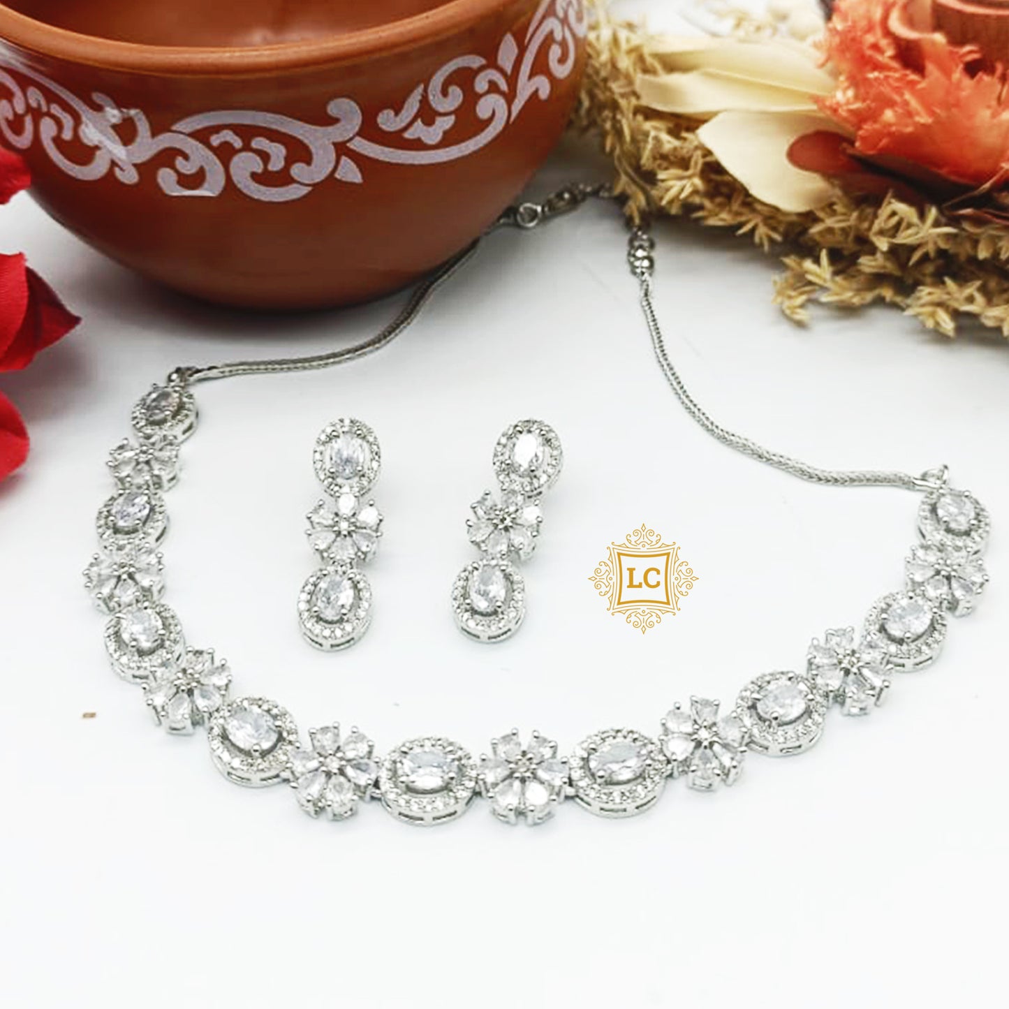 American Diamond Jewellery Set With Earrings. (LCN-15)