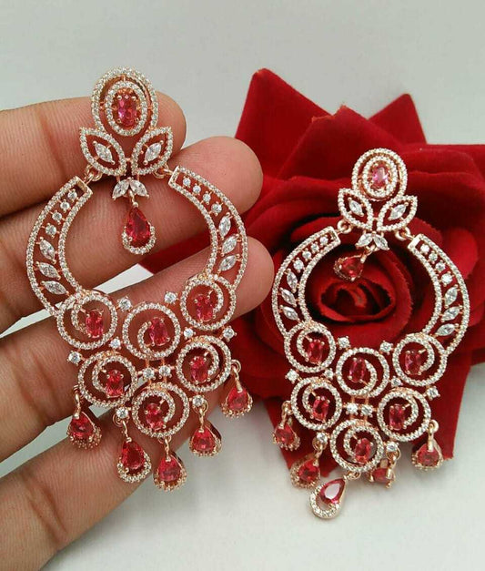 American Diamond Studded Contemporary Chandbalis Earrings