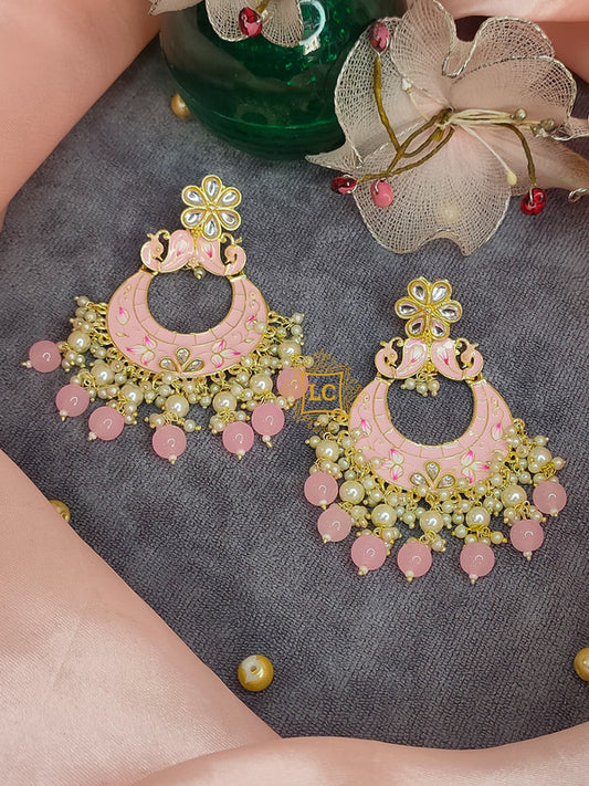Sparkling Meenakari Chandbali Earrings