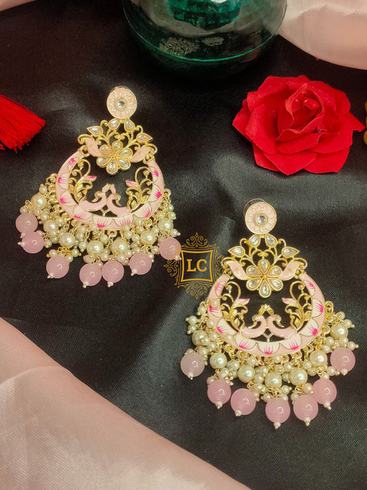 Sparkling Meenakari Chandbali Earrings