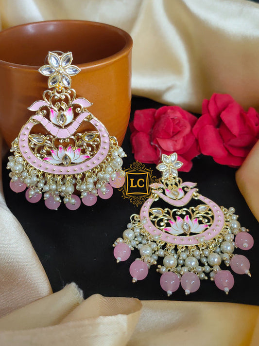 Sparkling Meenakari Chandbali Earrings