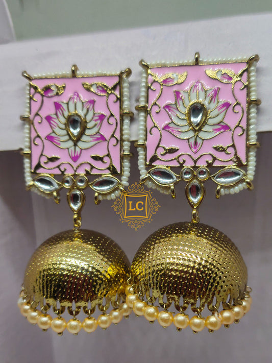 Sparkling Meenakari Jhumka Earrings