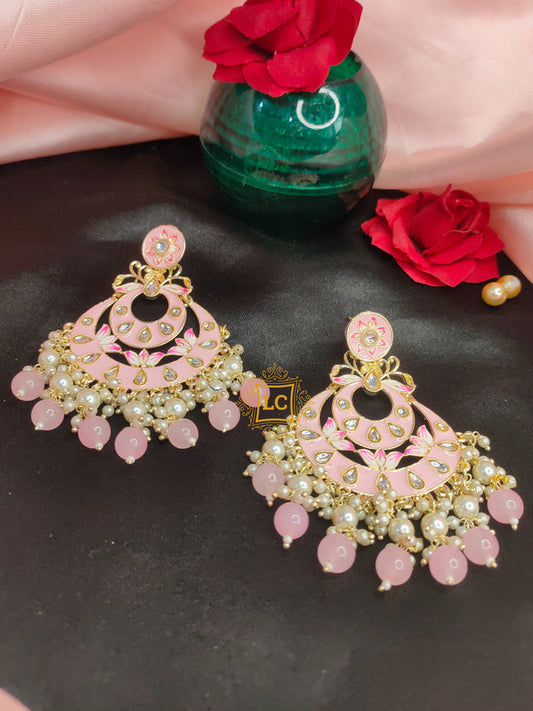 Sparkling Meenakari Chandbali Earrings