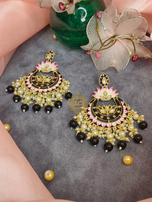 Sparkling Meenakari Chandbali Earrings