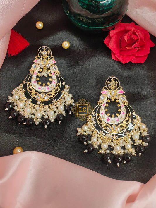 Sparkling Meenakari Chandbali Earrings