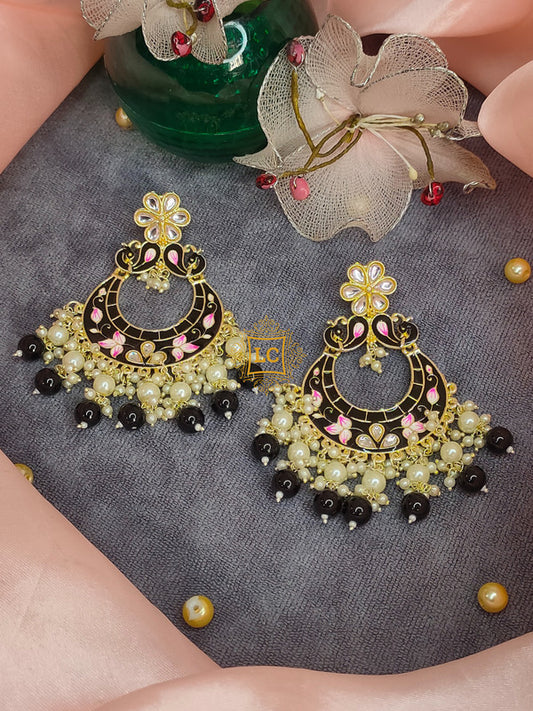 Sparkling Meenakari Chandbali Earrings