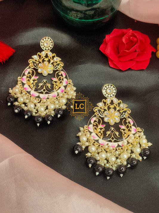 Sparkling Meenakari Chandbali Earrings