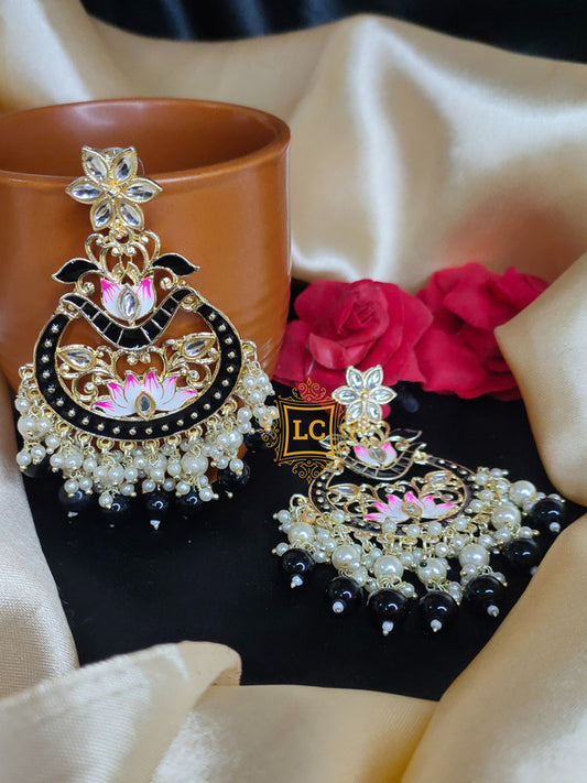 Sparkling Meenakari Chandbali Earrings