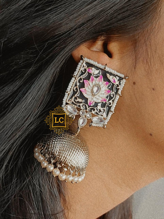 Sparkling Meenakari Jhumka Earrings