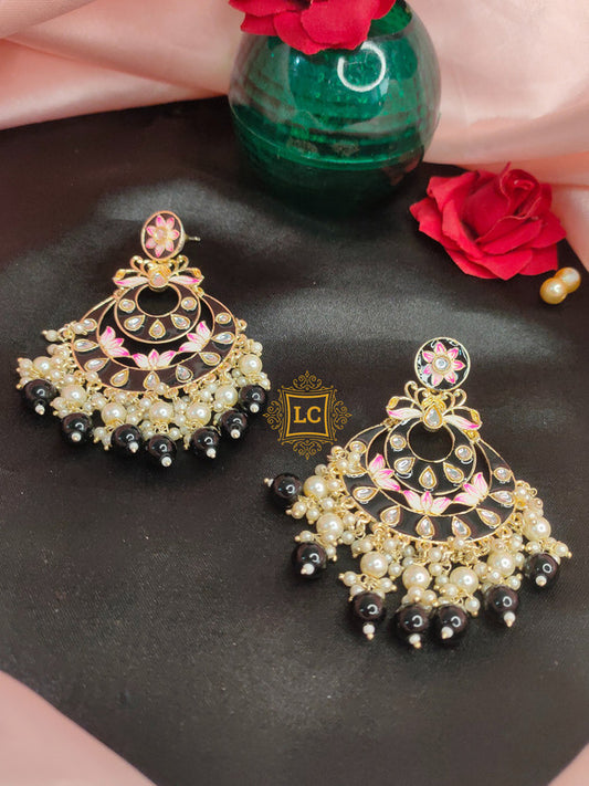Sparkling Meenakari Chandbali Earrings