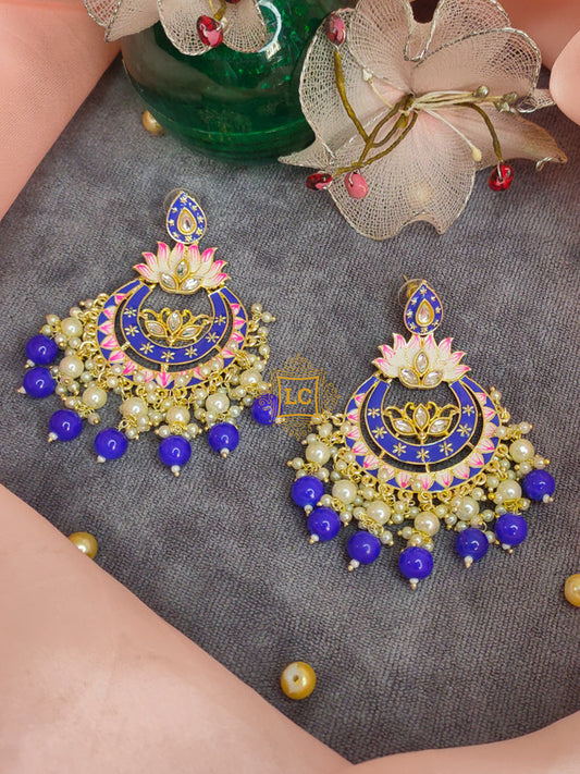 Sparkling Meenakari Chandbali Earrings