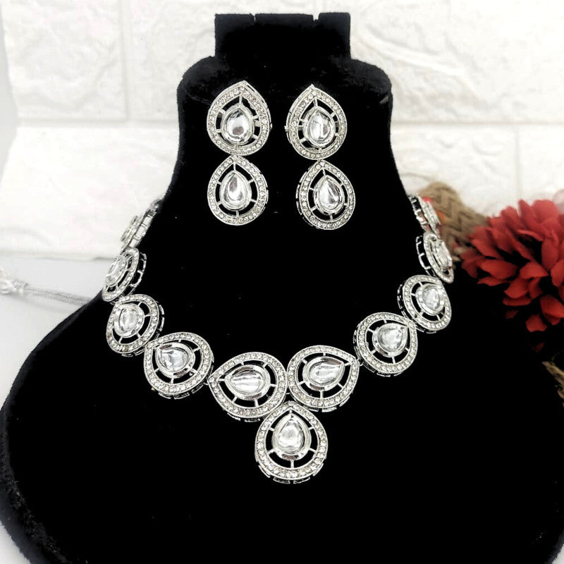 American Diamond Oval Choker Necklace and Earrings Set