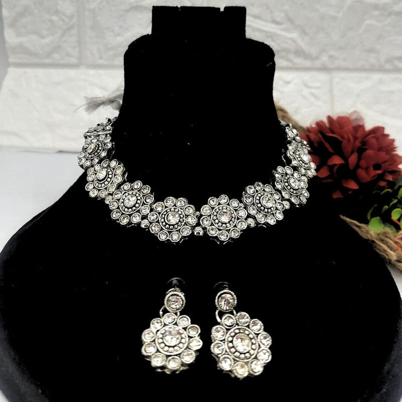American Diamond Floral Necklace and Earrings Set