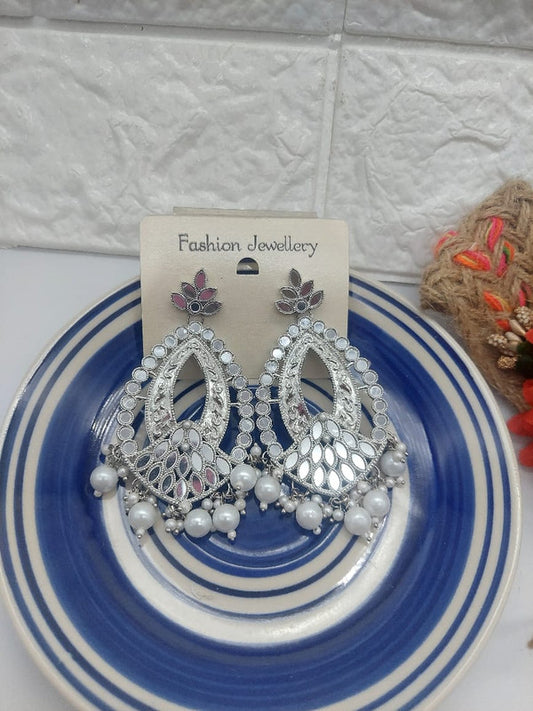 Mirrored Elegance: Oxidized Silver Earrings