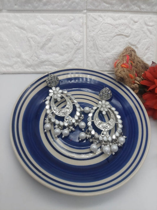 Vintage Oxidized Silver Earrings with Pearls – Perfect Gift for Her