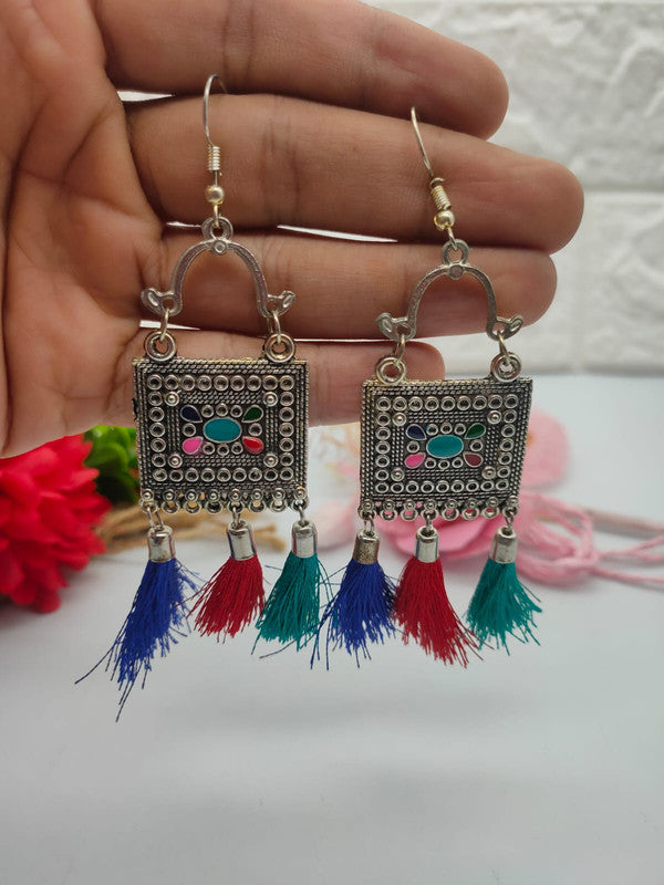 LC Jewelz Oxidized Earrings with Colorful Tassels