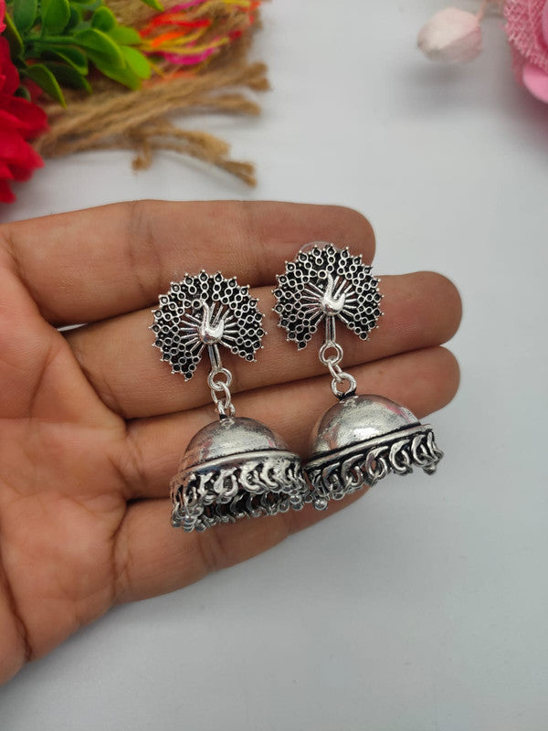 Krishna Flute Pendant Necklace and Peacock Drop Earrings Set