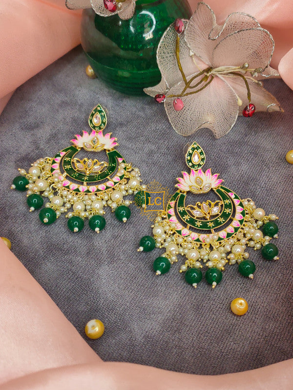 Sparkling Meenakari Chandbali Earrings