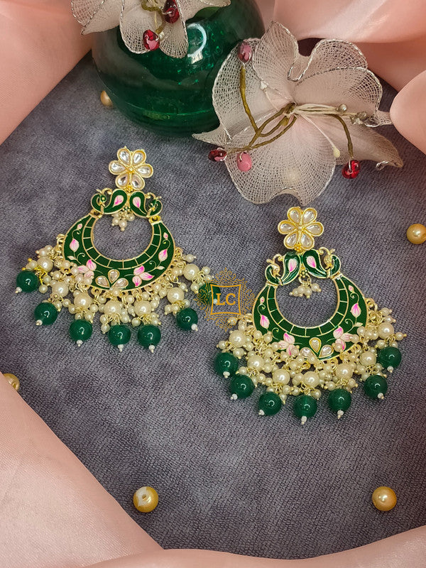 Sparkling Meenakari Chandbali Earrings