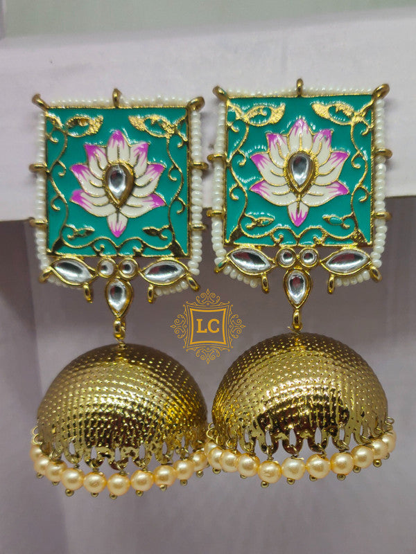 Sparkling Meenakari Jhumka Earrings
