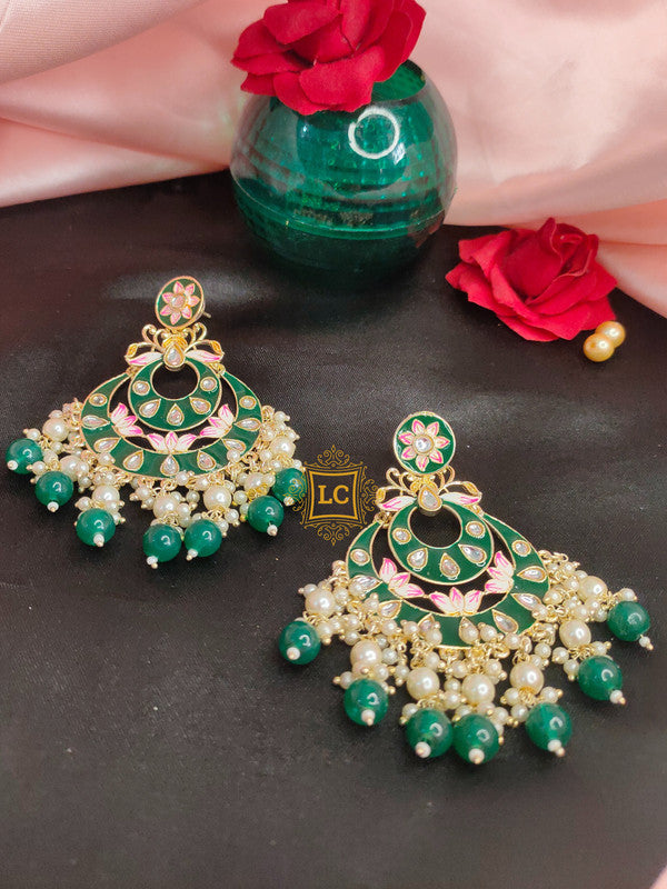 Sparkling Meenakari Chandbali Earrings