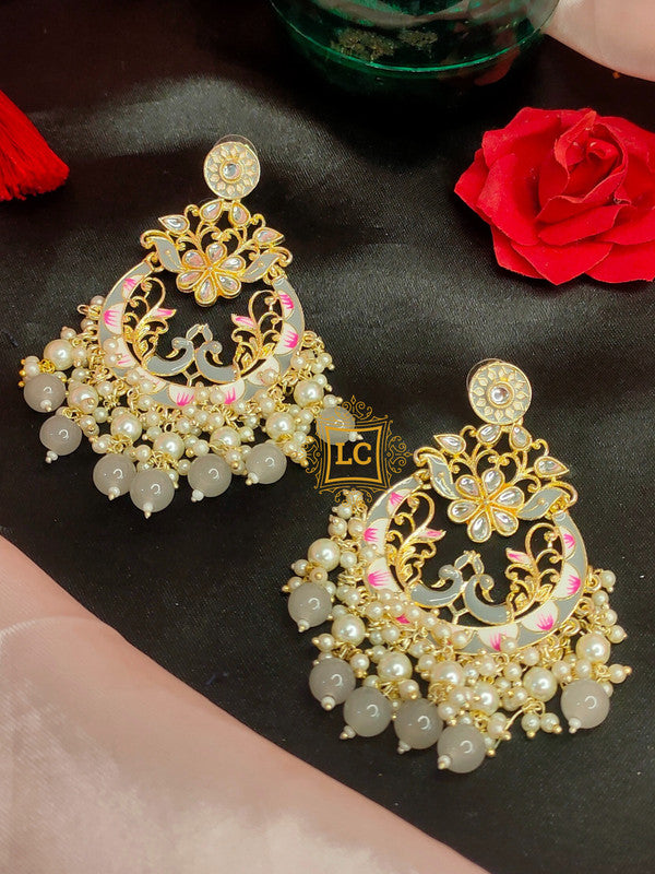 Sparkling Meenakari Chandbali Earrings