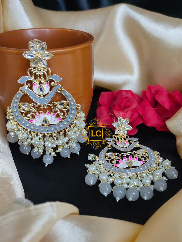 Sparkling Meenakari Chandbali Earrings