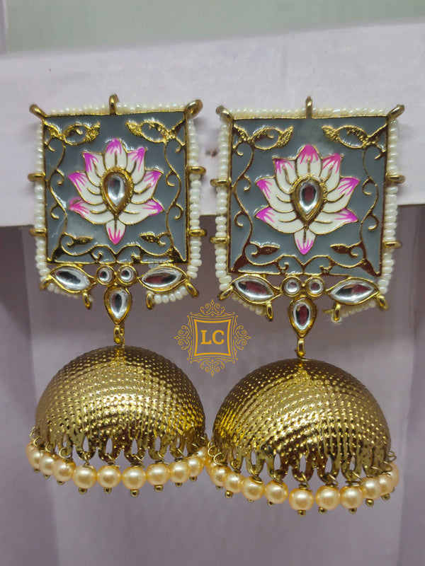 Sparkling Meenakari Jhumka Earrings