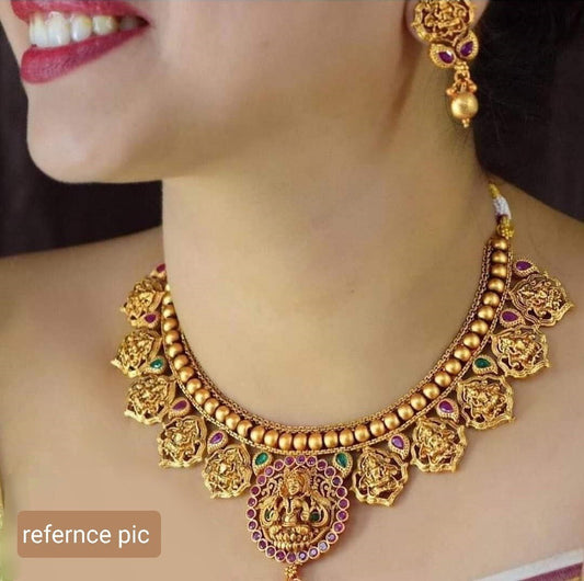 Temple collection Lakshmi Motifs Necklace Set