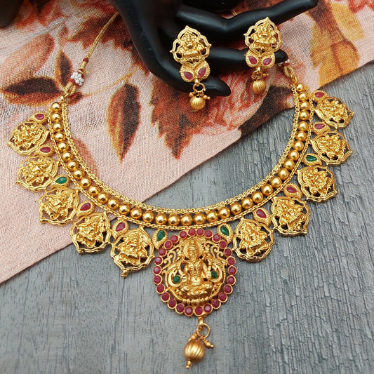 Temple collection Lakshmi Motifs Necklace Set