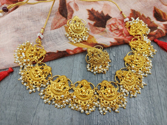 Southern Bling Lakshmi Motifs Necklace Set