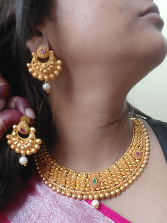 Temple collection Lakshmi Motifs Necklace Set