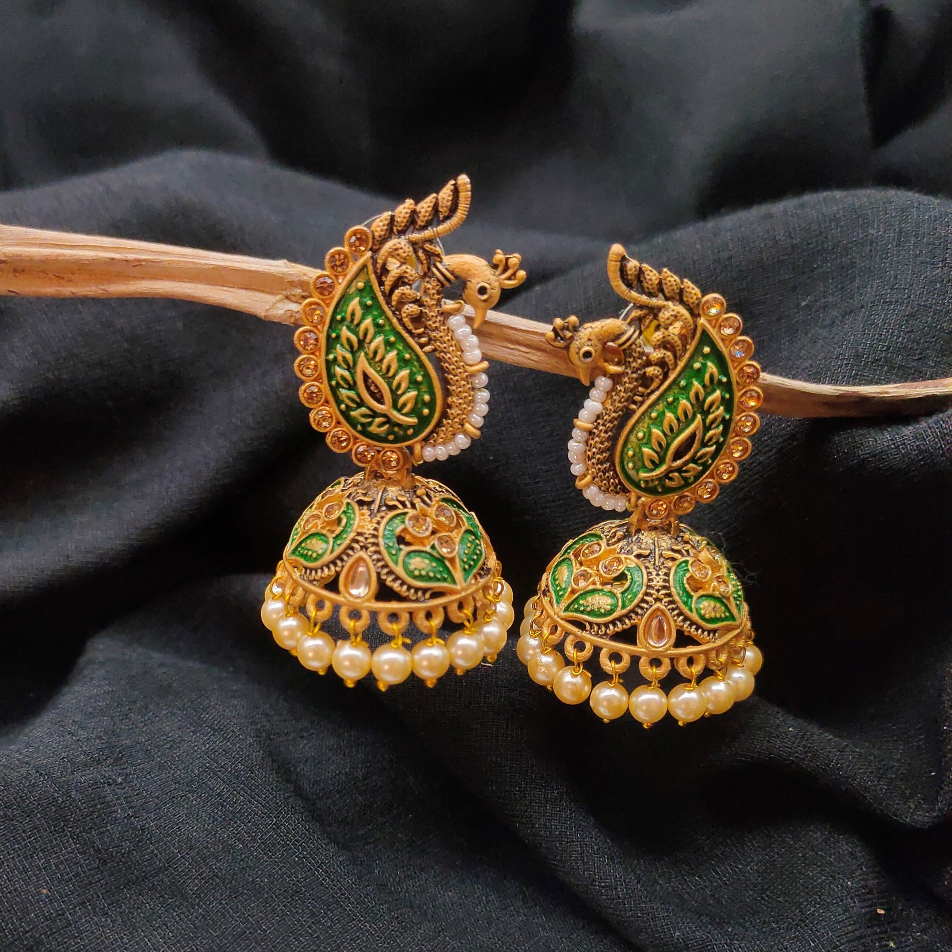 Contemporay Peacock Jhumkas