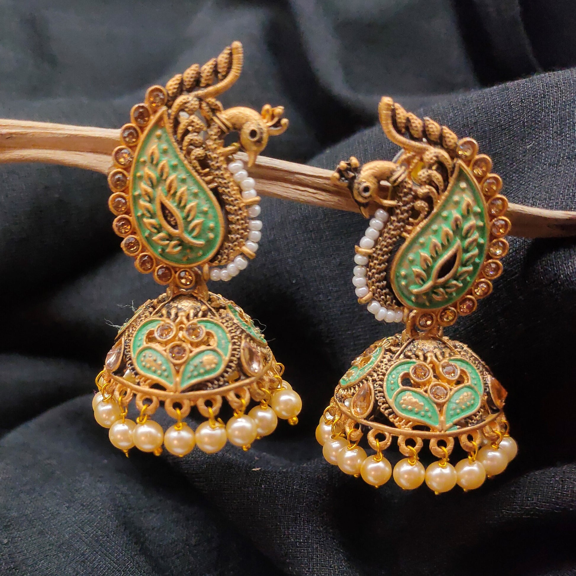 Contemporay Peacock Jhumkas