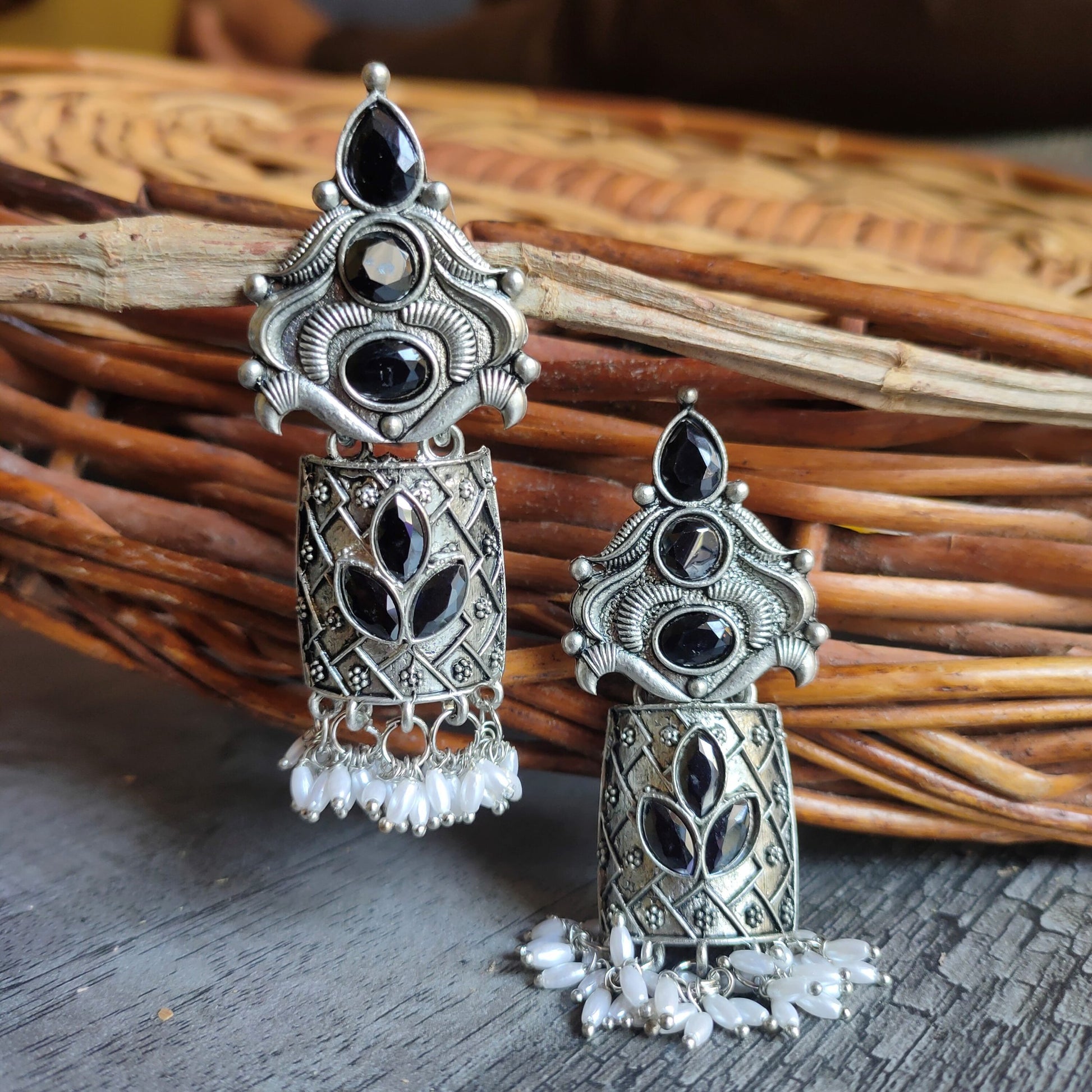 Oxidised Small Jhumka Earrings