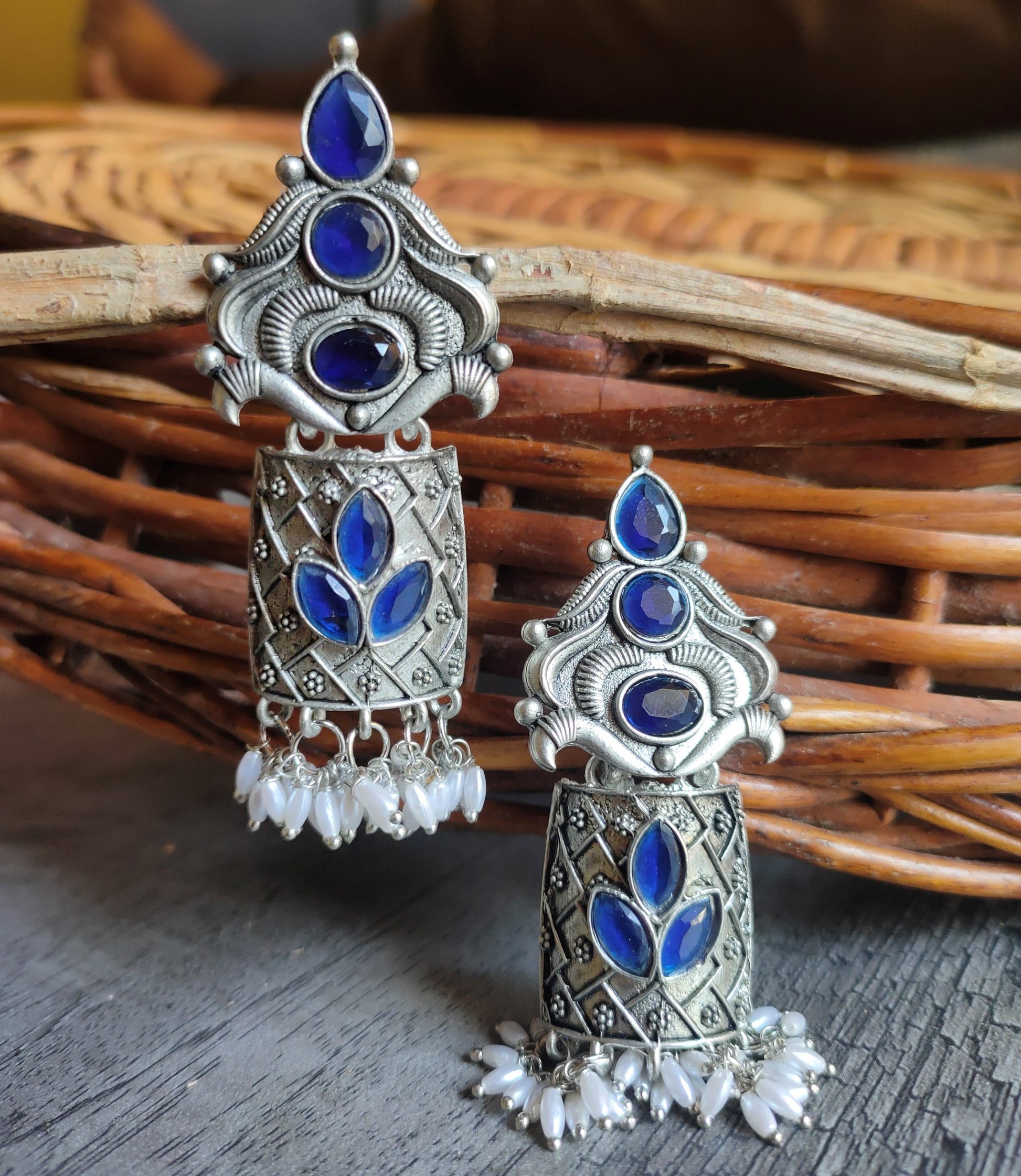 Oxidised Small Jhumka Earrings
