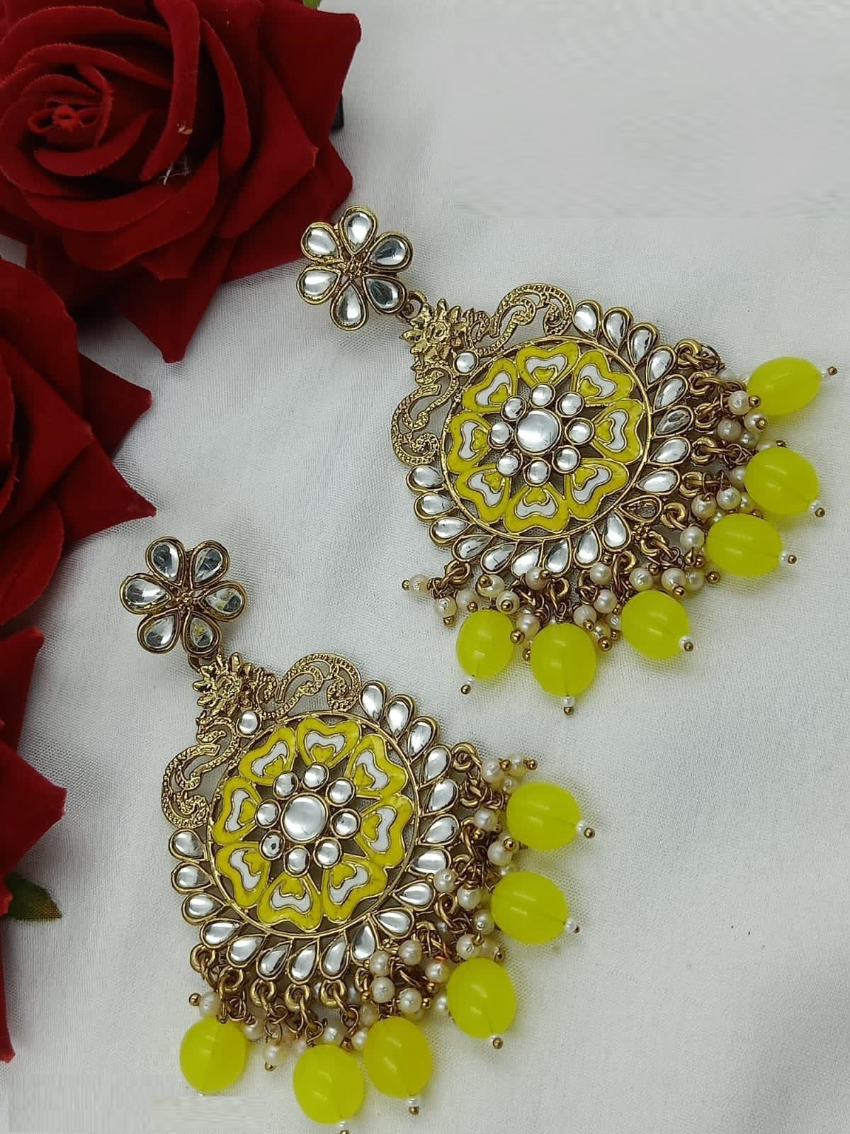 Designer Kundan Earrings for Womens And Girls