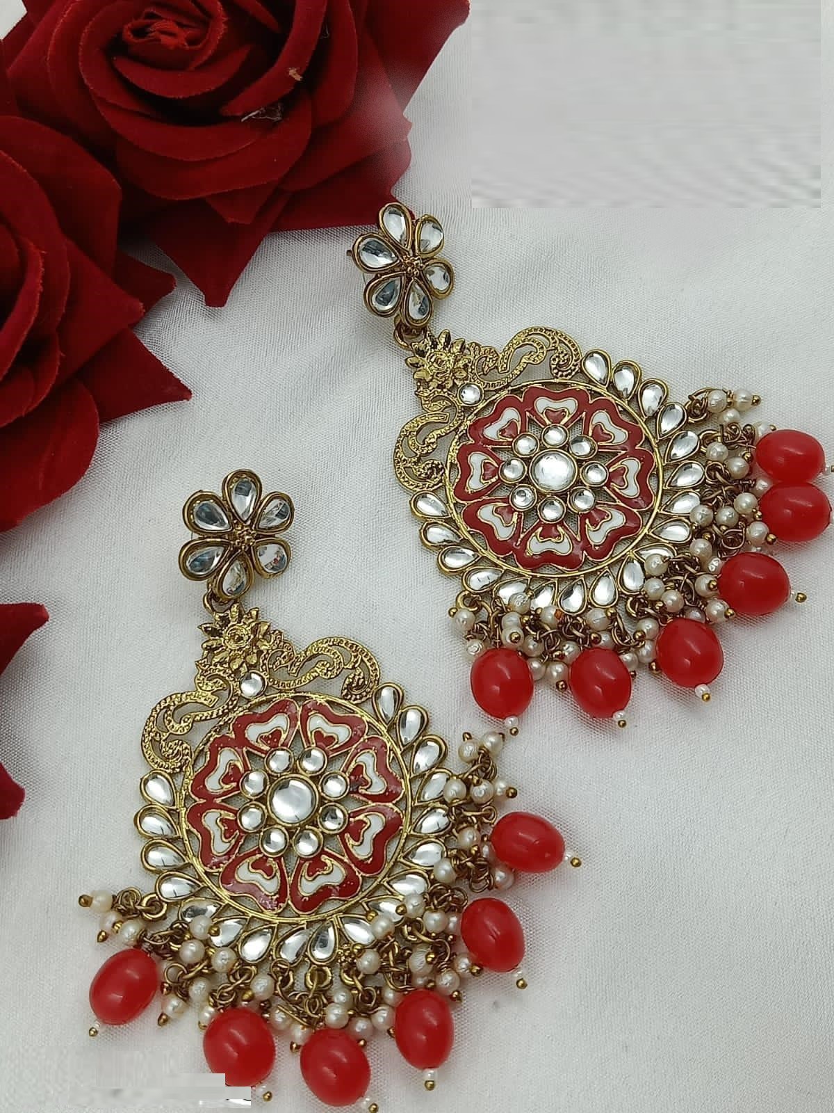 Designer Kundan Earrings for Womens And Girls