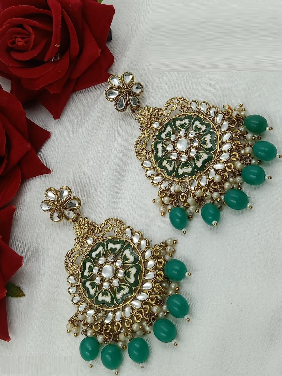 Designer Kundan Earrings for Womens And Girls