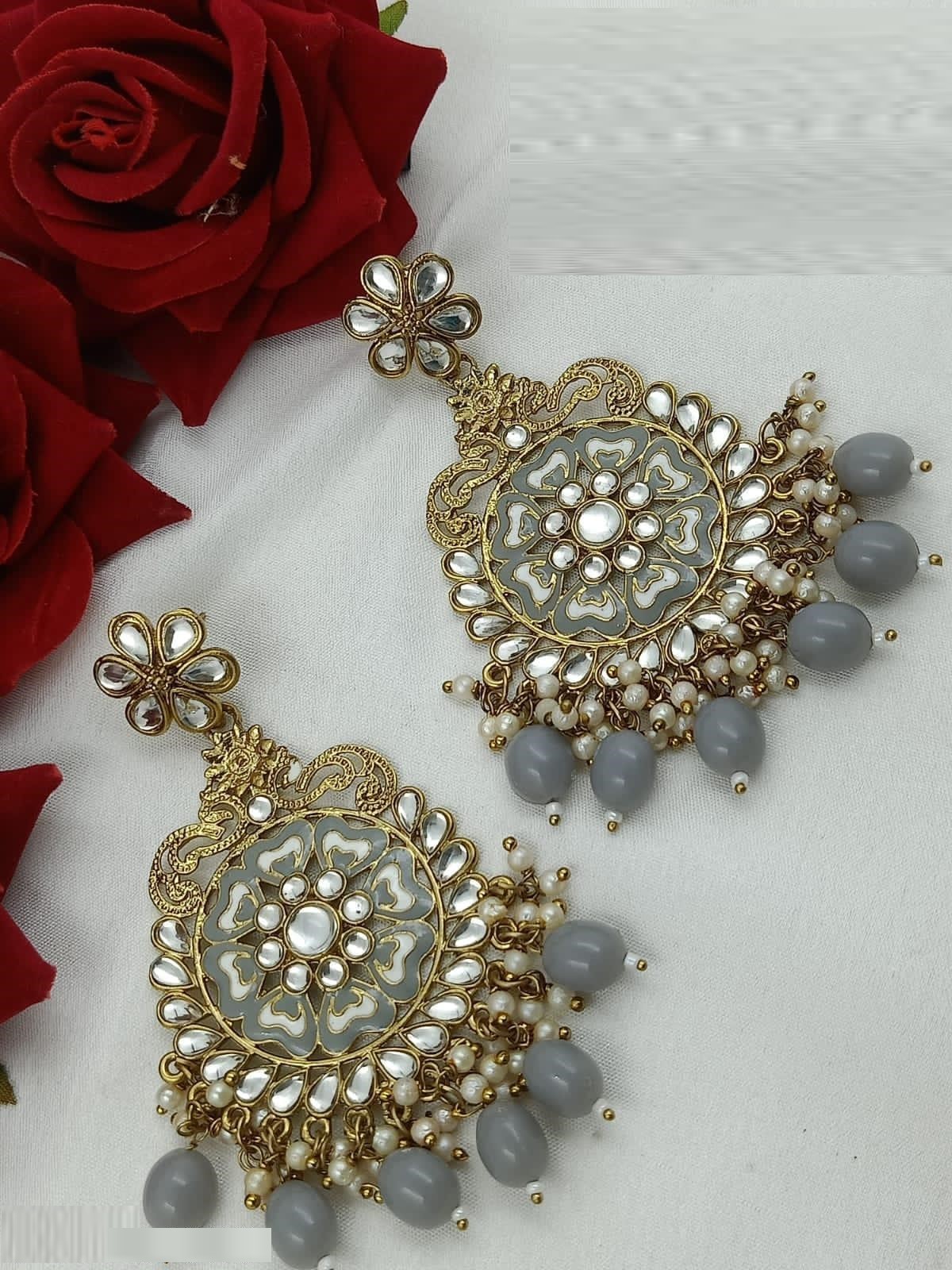Designer Kundan Earrings for Womens And Girls