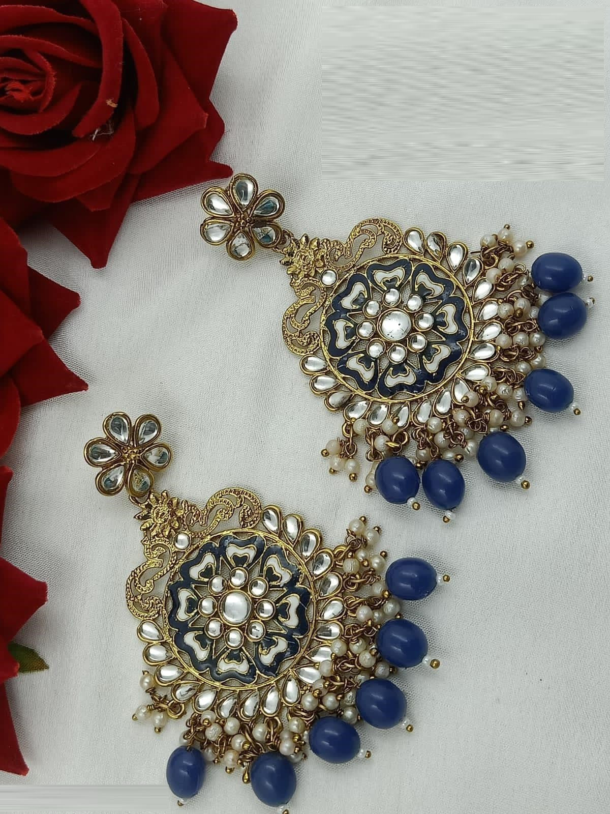 Designer Kundan Earrings for Womens And Girls